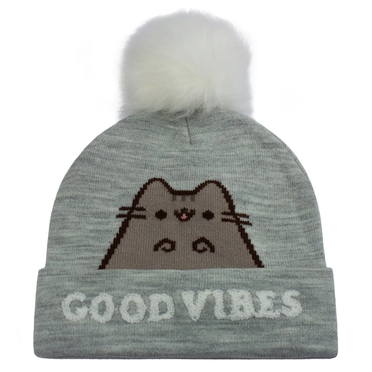 Pusheen - "Good Vibes" Grijs en Wit Pomponmuts