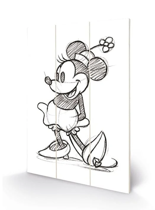Minnie Mouse - Sketched Wood Print 20 X 29.5 cm
