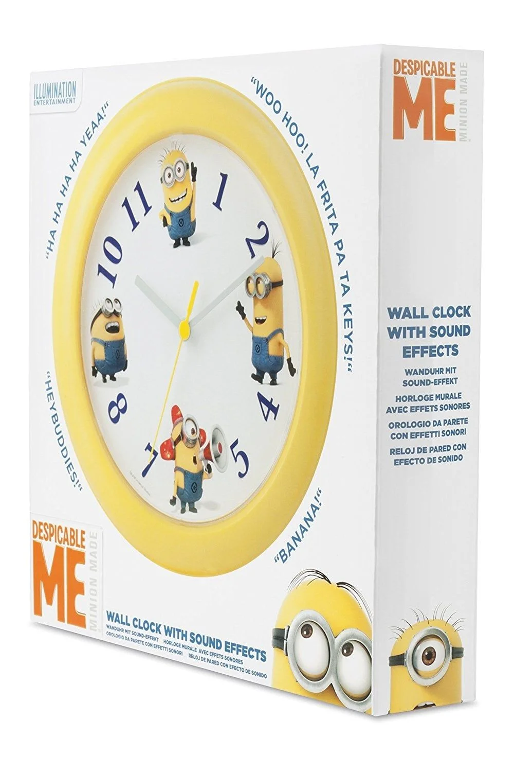Minions 2 - Wandklok met Geluid - Geel en Wit - 24cm