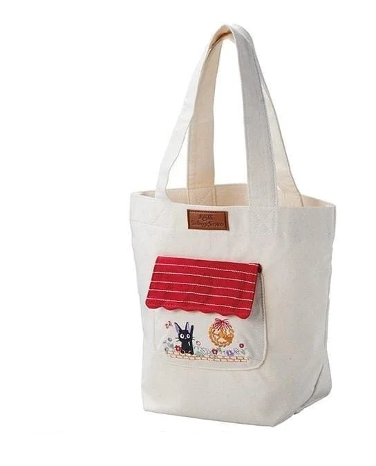 Ghibli - Kiki's Vliegende Koeriersdienst - Tote Bag Jiji in de Bloemen