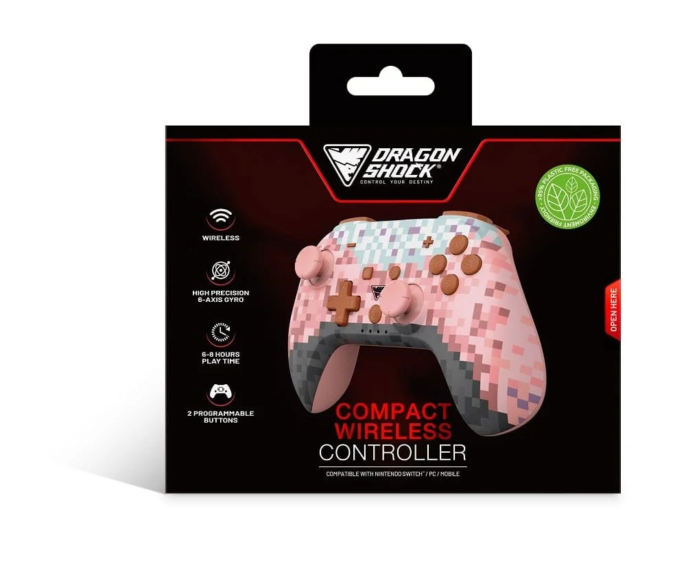 DragonShock - PopTop Compacte Bluetooth Draadloze Controller Roze Kubus voor Switch en Switch OLED